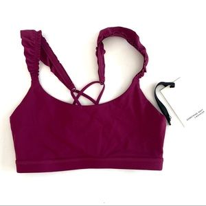 NWT Bandier x Something Navy Ruffle Sports Bra in Jam pink Small